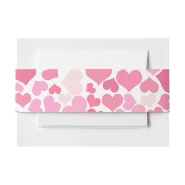 Pink Hearts Pattern - Invitation Belly Bands