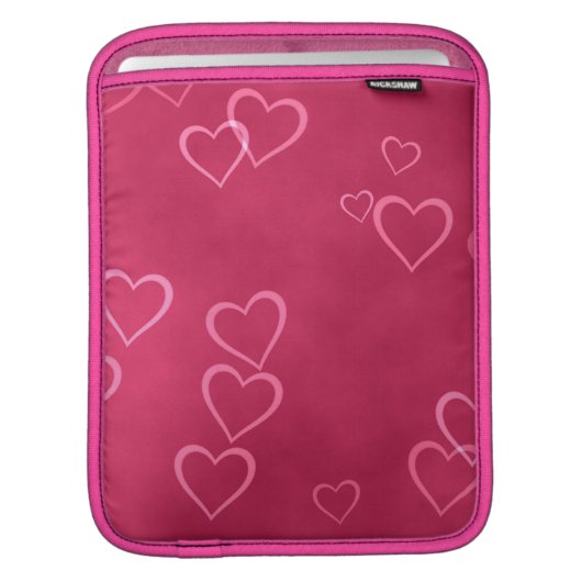 Pink hearts pattern iPad sleeve (Front Device)