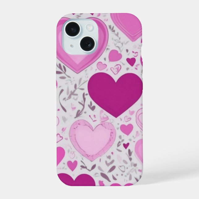 Pink hearts pattern  iphone case (Back)