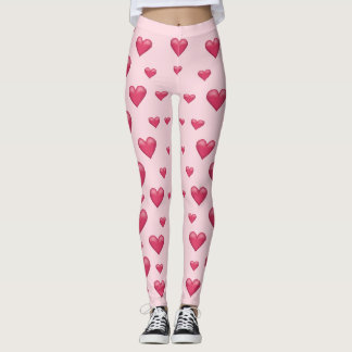Pink Hearts Pattern Leggings