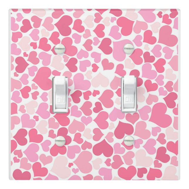 Pink Hearts Pattern - Light Switch Cover (In Situ)