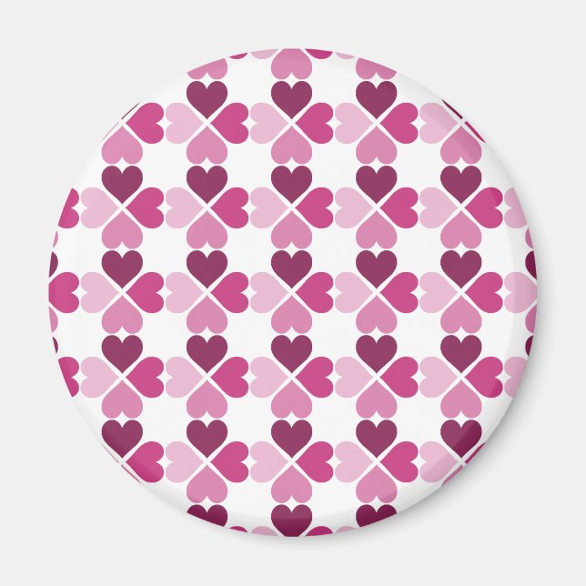 Pink Hearts Pattern Magnet (Front)