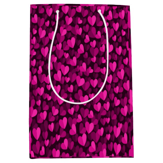 Pink Hearts Pattern Medium Gift Bag (Front)