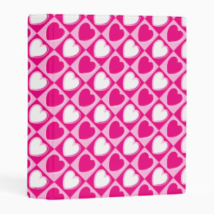 Pink hearts pattern mini binder