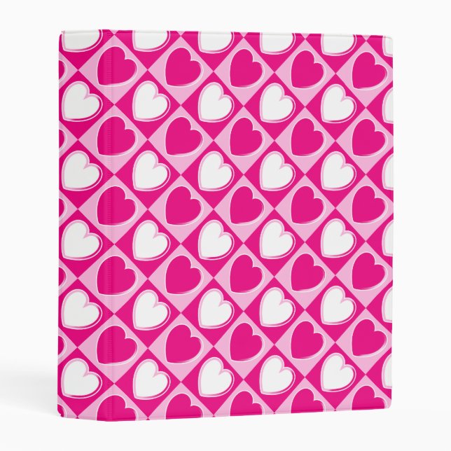 Pink hearts pattern mini binder (Front/Spine)