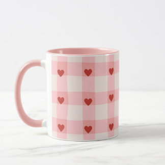 Pink Hearts Pattern Mug | Cute Love Coffee Cup