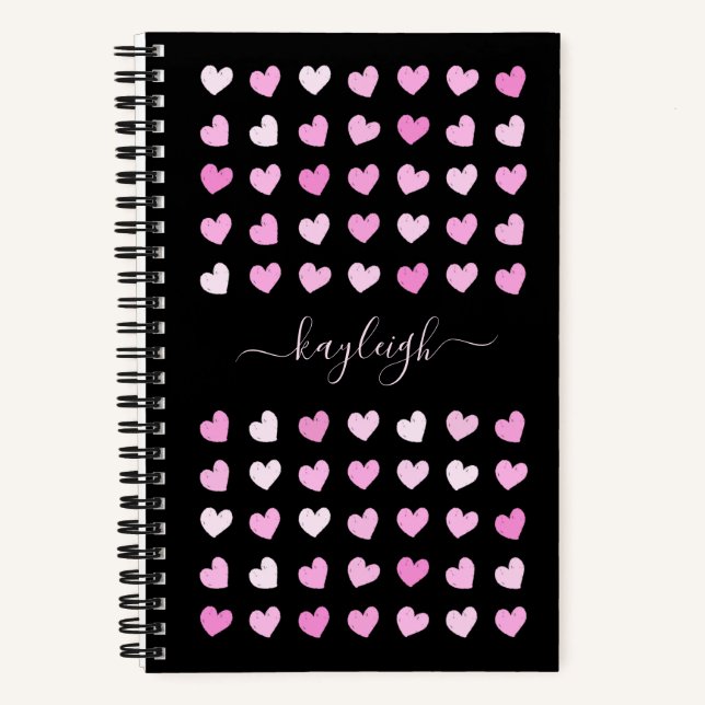 Pink Hearts Pattern Notebook (Front)