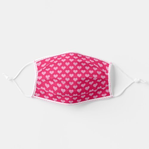 Pink Hearts Pattern on Fuschia Adult Cloth Face Mask