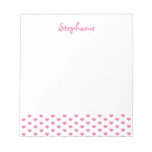 Pink Hearts Pattern On White Girly Name Notepad at Zazzle