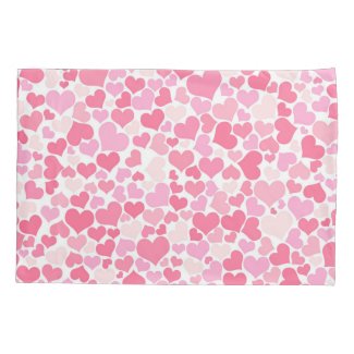 Pink Hearts Pattern - Pair of Pillowcases