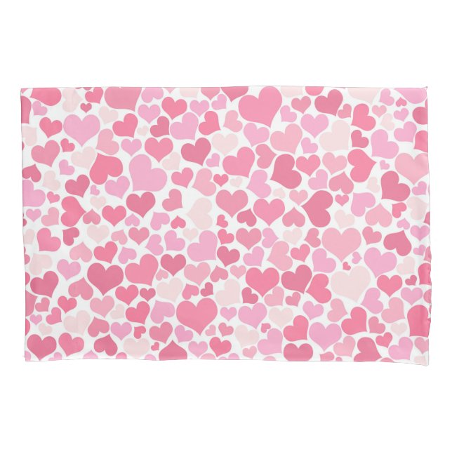 Pink Hearts Pattern - Pair of Pillowcases (Front)
