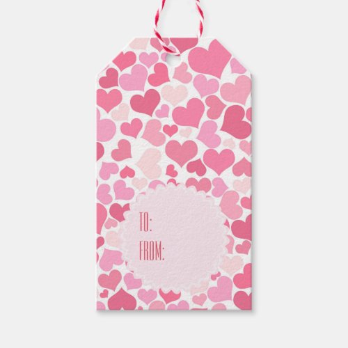 Pink Hearts Pattern _ Personalized Gift Tags