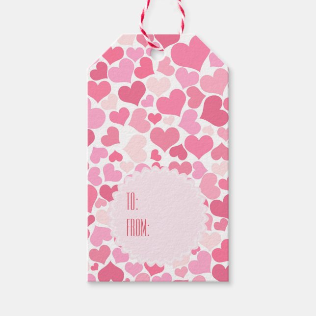 Pink Hearts Pattern - Personalized Gift Tags (Front)