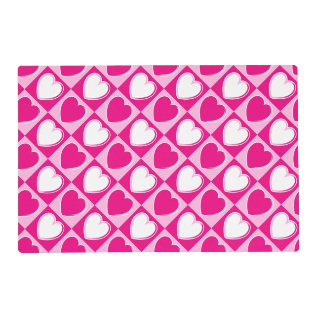 Pink hearts pattern placemat (Front)