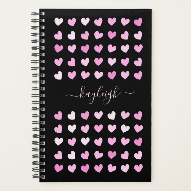 Pink Hearts Pattern Planner (Front)