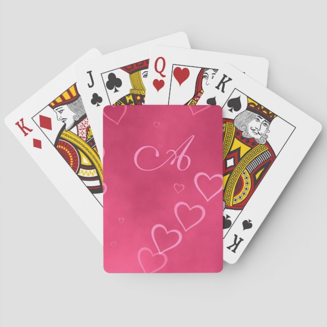 Pink hearts pattern poker cards (Back)
