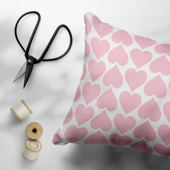 Pink Hearts Pattern, Romantic, Love Accent Pillow (Creator Uploaded)
