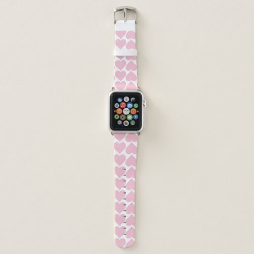 Pink Hearts Pattern Romantic Love Apple Watch Band