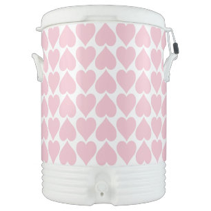 Pink Hearts Pattern, Romantic, Love Beverage Cooler