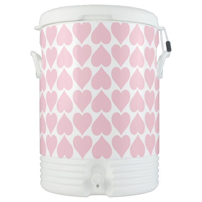 Pink Hearts Pattern, Romantic, Love Beverage Cooler (Front)