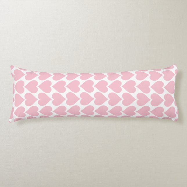 Pink Hearts Pattern, Romantic, Love Body Pillow (Front)