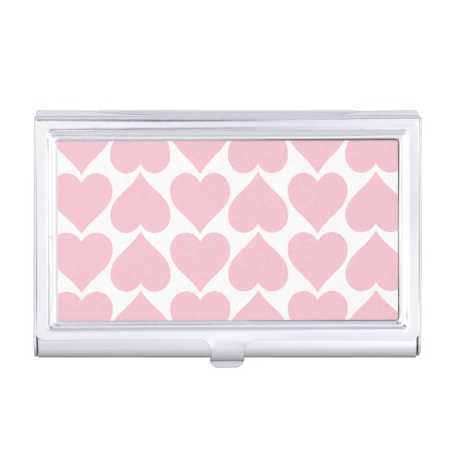 Pink Hearts Pattern, Romantic, Love Business Card Case (Front)