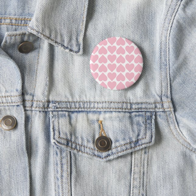 Pink Hearts Pattern, Romantic, Love Button (In Situ)