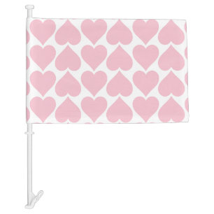 Pink Hearts Pattern, Romantic, Love Car Flag