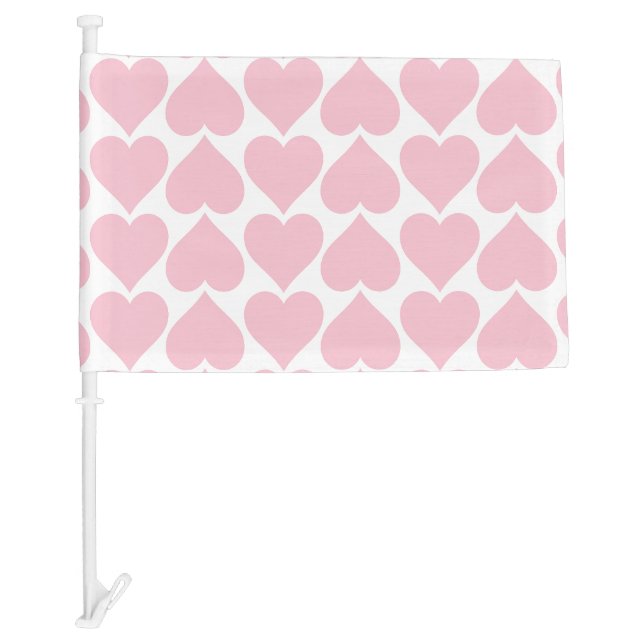 Pink Hearts Pattern, Romantic, Love Car Flag (Front)