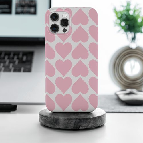 Pink Hearts Pattern Romantic Love iPhone 15 Pro Max Case