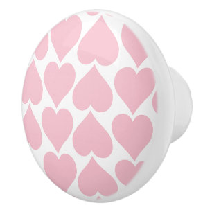 Pink Hearts Pattern, Romantic, Love Ceramic Knob