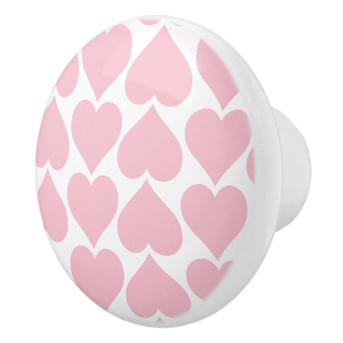 Pink Hearts Pattern Romantic Love Ceramic Knob