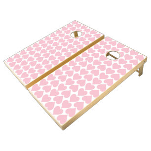 Pink Hearts Pattern, Romantic, Love Cornhole Set