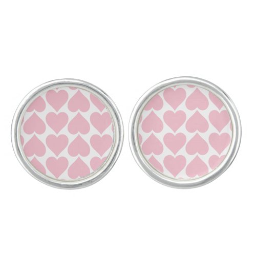 Pink Hearts Pattern Romantic Love Cufflinks