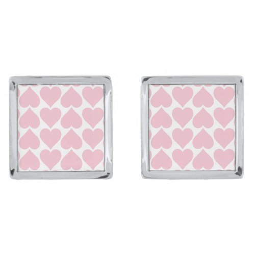 Pink Hearts Pattern Romantic Love Cufflinks