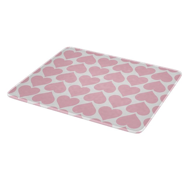 Pink Hearts Pattern, Romantic, Love Cutting Board (Corner)