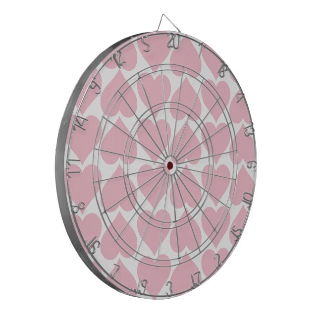 Pink Hearts Pattern, Romantic, Love Dart Board (Front Left)