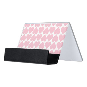 Pink Hearts Pattern, Romantic, Love Desk Business Card Holder