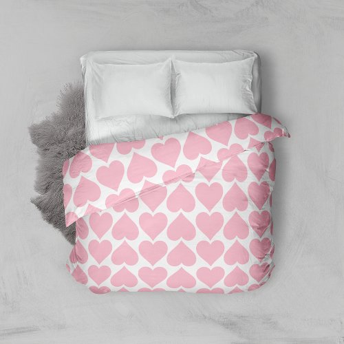 Pink Hearts Pattern Romantic Love Duvet Cover