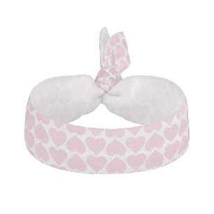 Pink Hearts Pattern, Romantic, Love Elastic Hair Tie