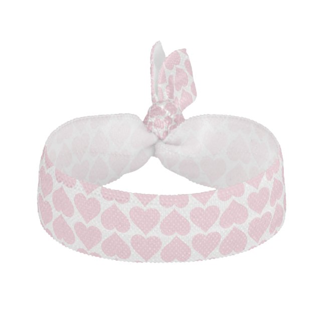 Pink Hearts Pattern, Romantic, Love Elastic Hair Tie (Front)