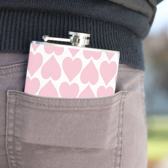 Pink Hearts Pattern, Romantic, Love Flask (In Situ)
