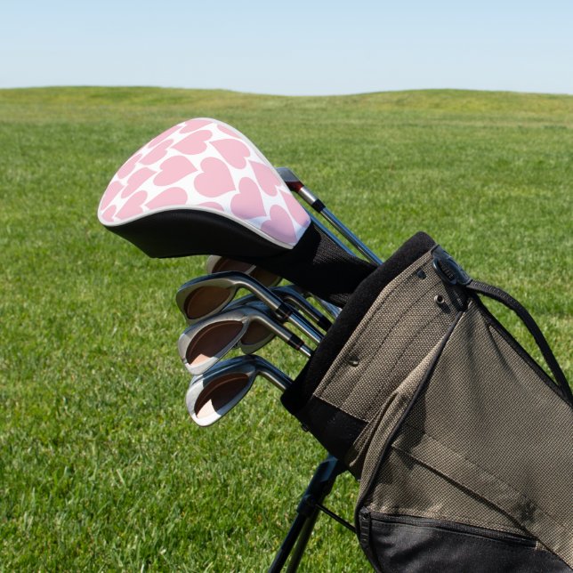 Pink Hearts Pattern, Romantic, Love Golf Head Cover (In Situ)