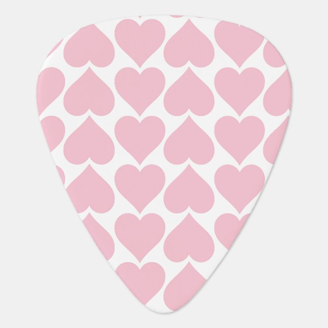 Pink Hearts Pattern, Romantic, Love Guitar Pick (Front)