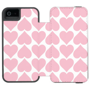 Pink Hearts Pattern, Romantic, Love iPhone SE/5/5s Wallet Case