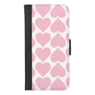 Pink Hearts Pattern, Romantic, Love iPhone 8/7 Wallet Case