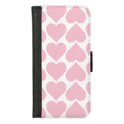 Pink Hearts Pattern Romantic Love iPhone 87 Wallet Case