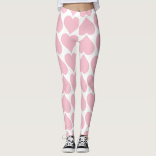 Pink Hearts Pattern, Romantic, Love Leggings
