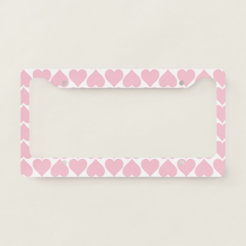 Pink Hearts Pattern Romantic Love License Plate Frame