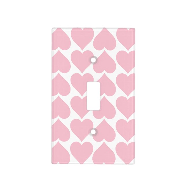 Pink Hearts Pattern, Romantic, Love Light Switch Cover (Front)